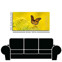 Premium Canvas Wall Painting of Monarch Butterfly on Yellow Flower