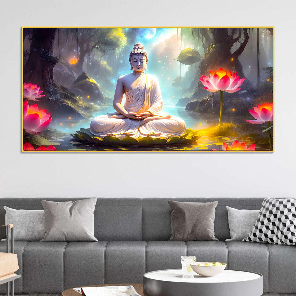 Premium Décor Buddha Wall Painting for Bedroom & Living Room
