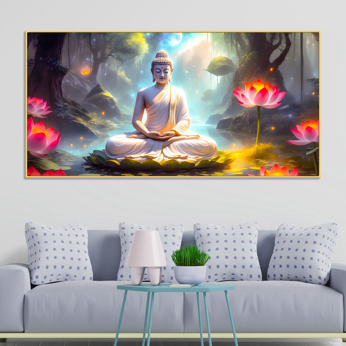 Premium Décor Buddha Wall Painting for Bedroom & Living Room