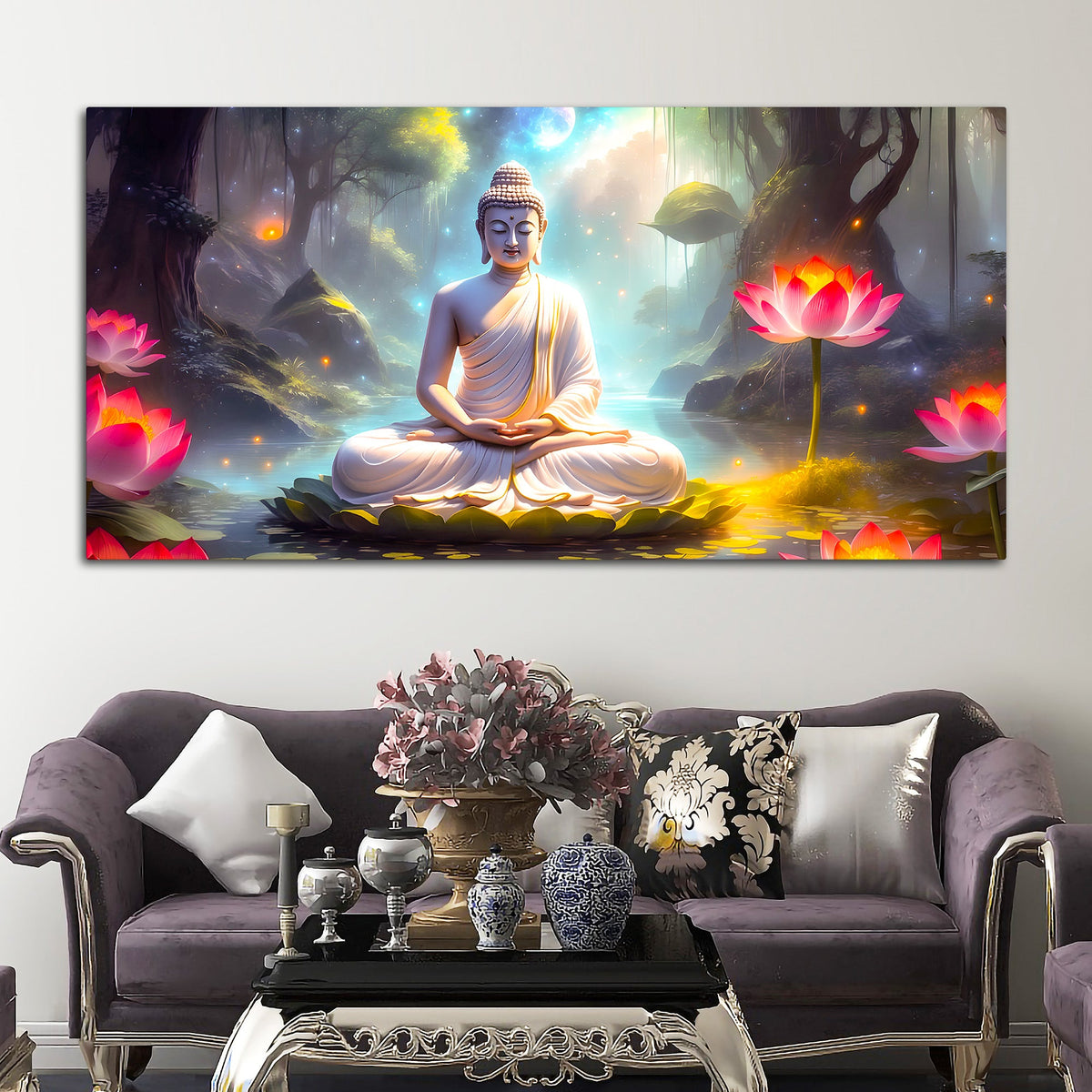 Premium Décor Buddha Wall Painting for Bedroom & Living Room