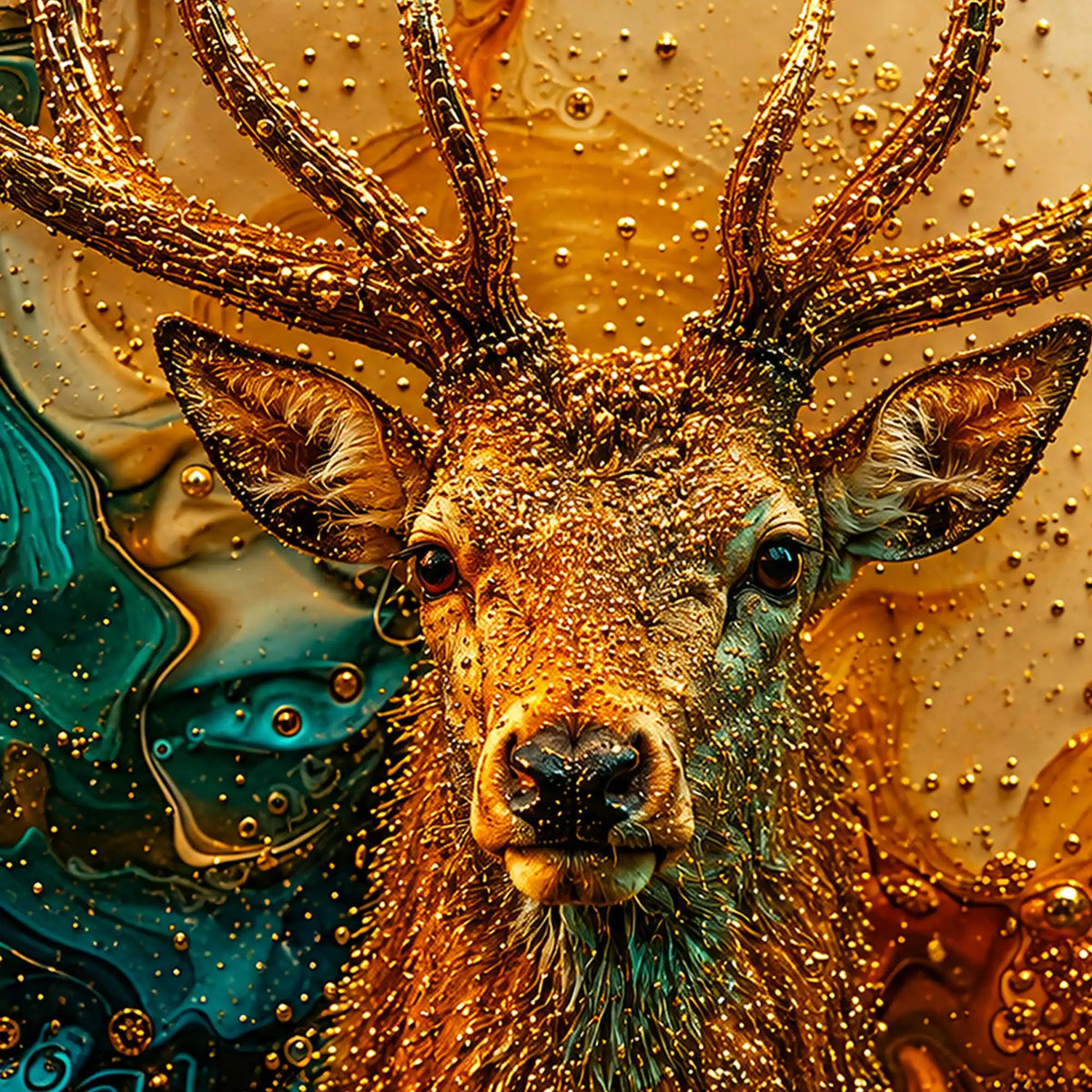 Premium Deer Floating Frame Crystal Wall Décor Painting