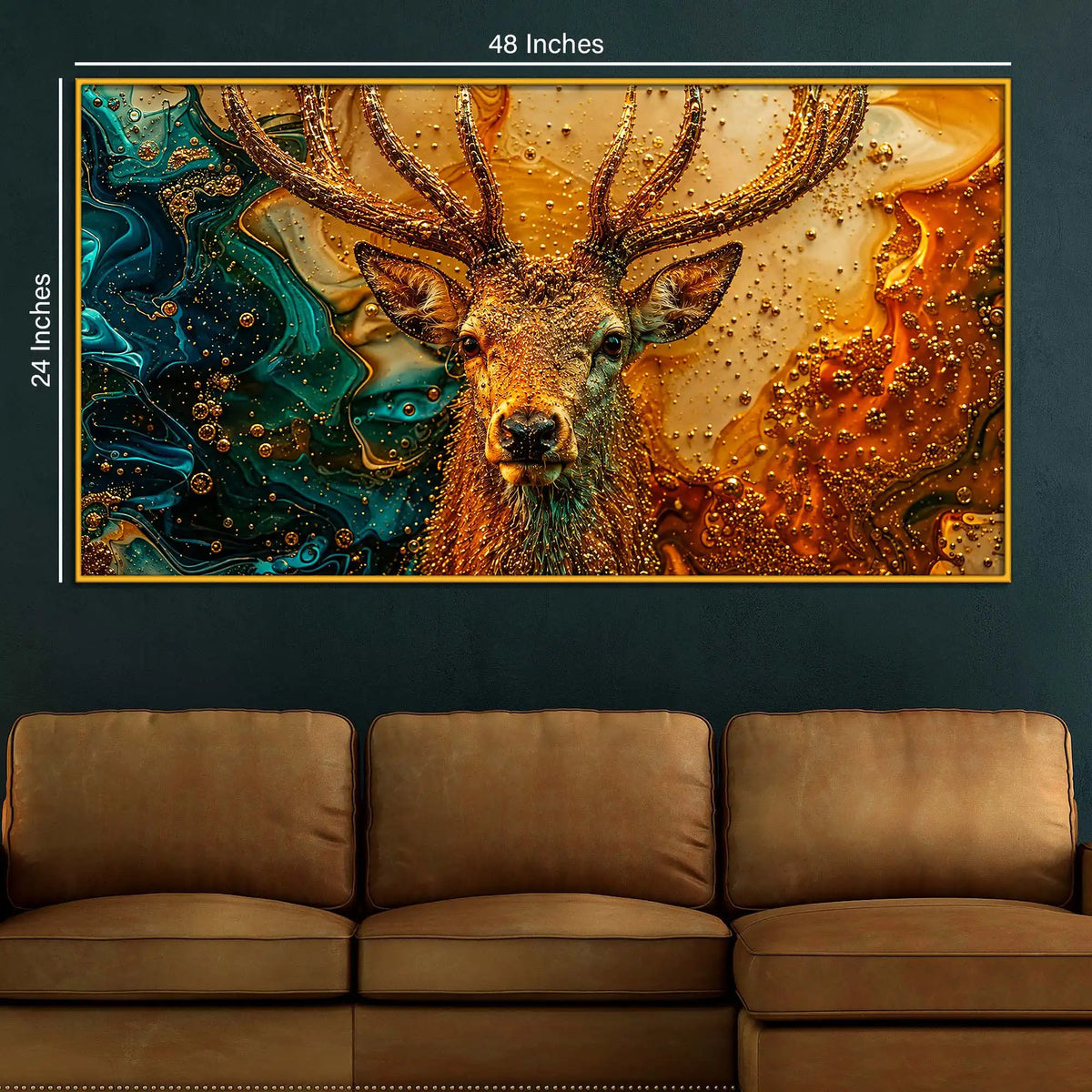 Premium Deer Floating Frame Crystal Wall Décor Painting