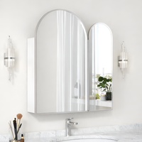 Premium Dual Arched Bathroom Storage Mirror with Grey Finish