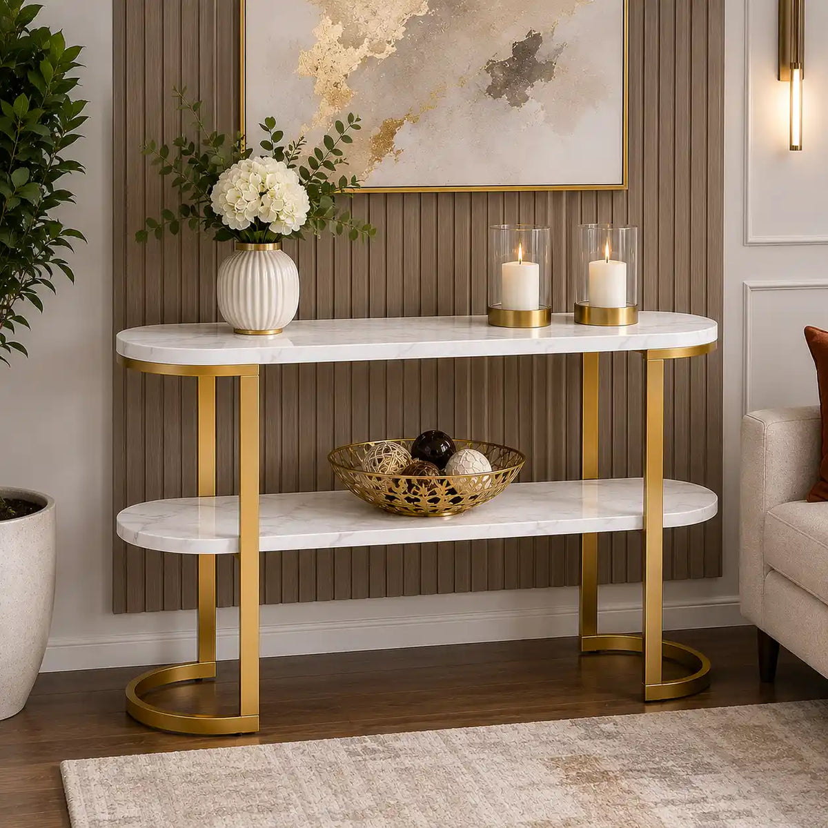 Premium Entryway Console Table with Marble Top