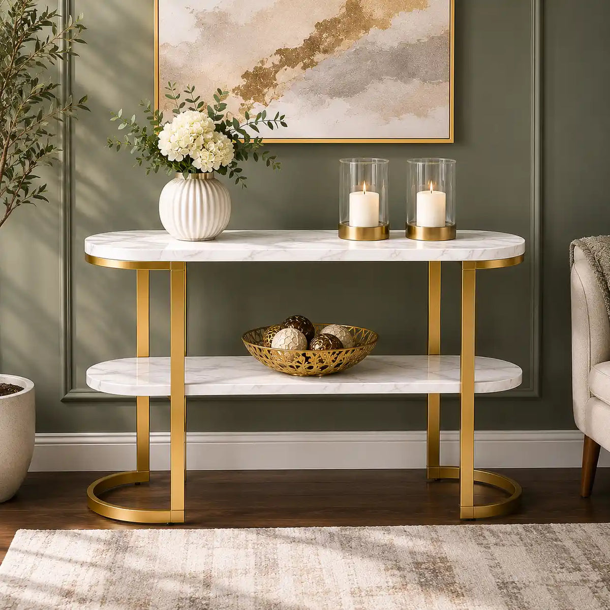 Premium Entryway Console Table with Marble Top