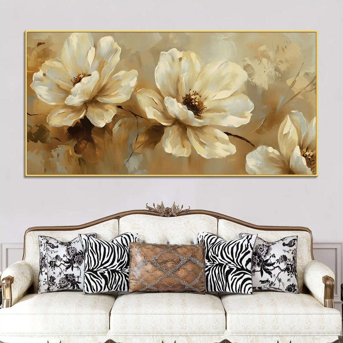 Premium Floral Canvas Wall Art Abstract Painting for Bedroom Décor