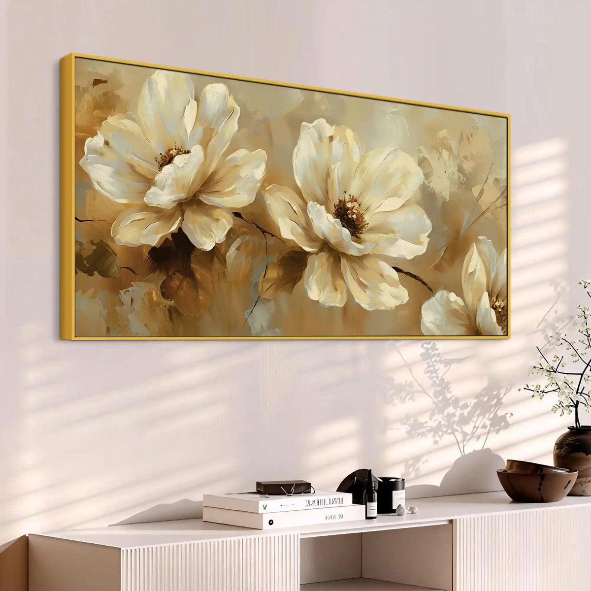 Premium Floral Canvas Wall Art Abstract Painting for Bedroom Décor