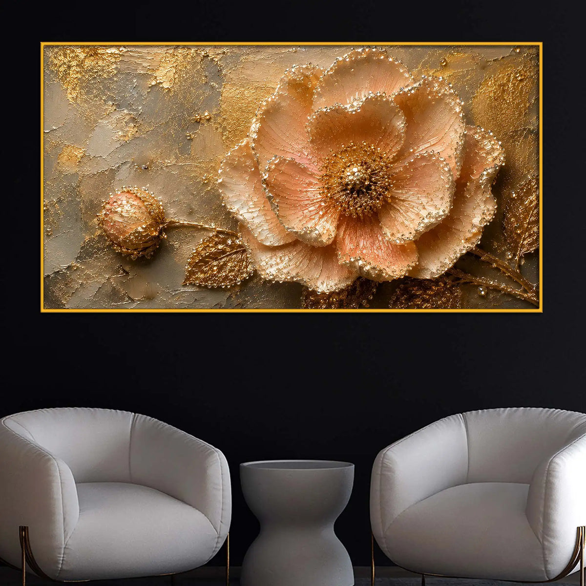 Premium Floral Crystal Floating Frame Wall Painting