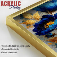 Premium Floral Triptych Artwork Acrylic Floating Frame Wall Painting Set of 3