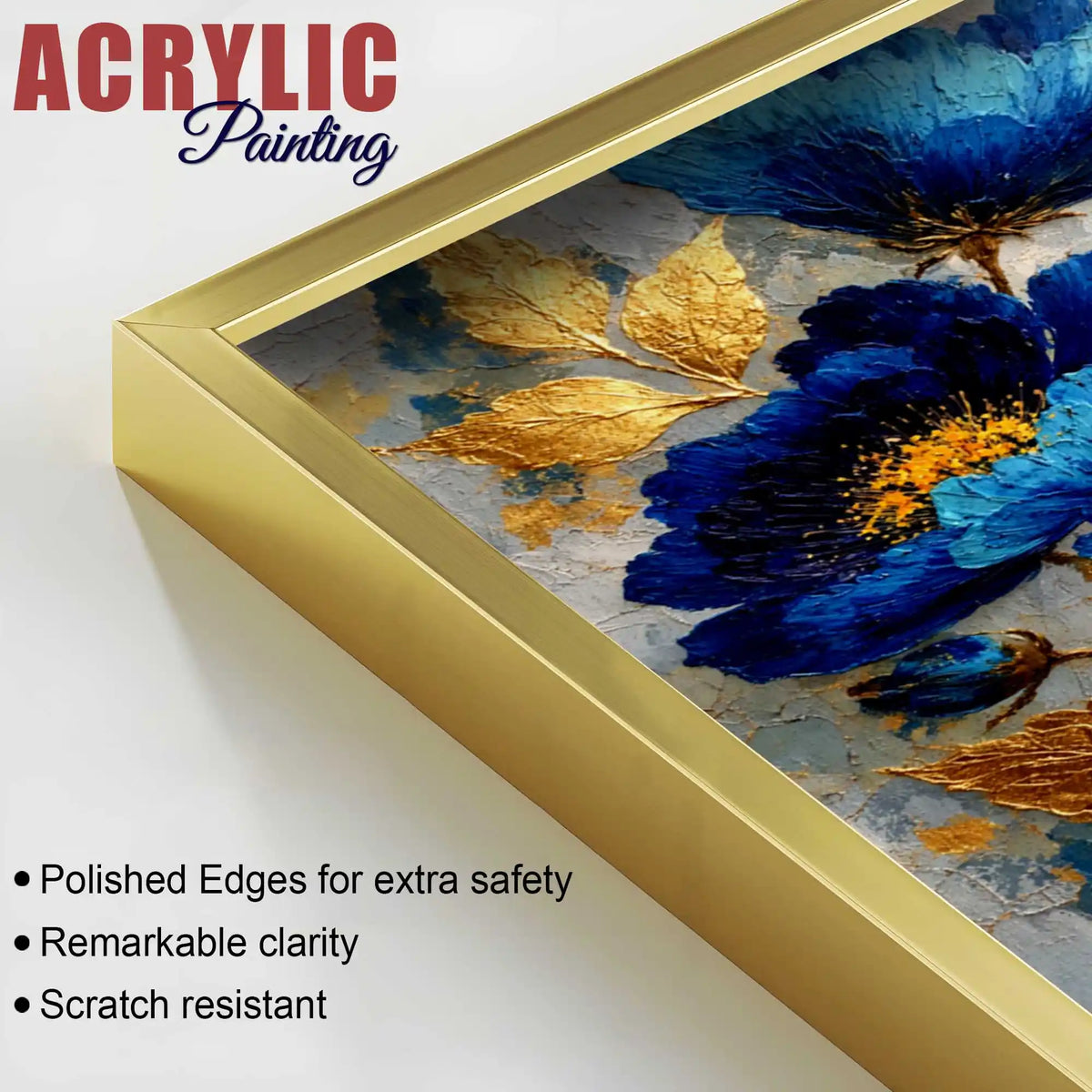 Premium Floral Triptych Artwork Acrylic Floating Frame Wall Painting Set of 3