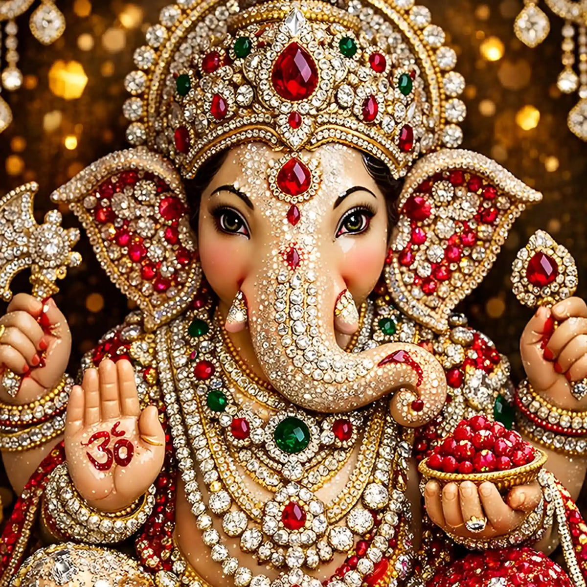 Premium Ganesha Artwork Floating Frame Crystal Wall Painting