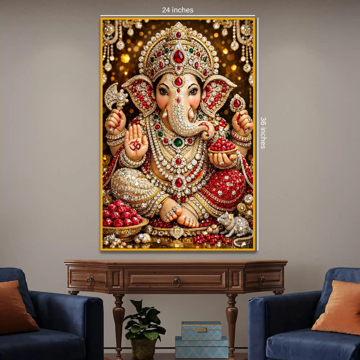 Premium Ganesha Artwork Floating Frame Crystal Wall Painting