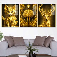 Premium Geometric Animal Acrylic Painting Set of 3