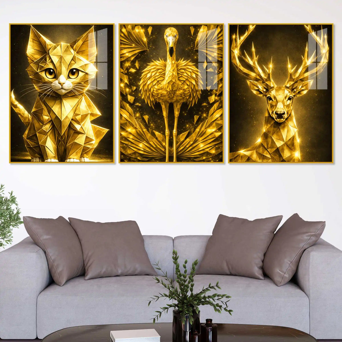 Premium Geometric Animal Acrylic Painting Set of 3