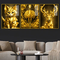 Premium Geometric Animal Acrylic Painting Set of 3