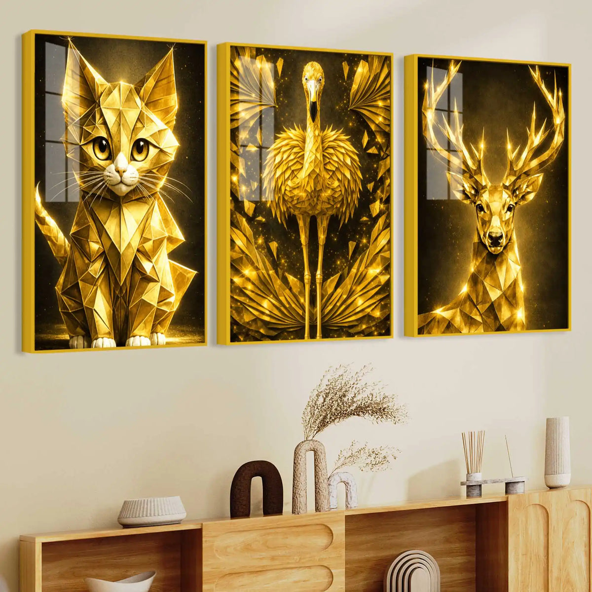 Premium Geometric Animal Acrylic Painting Set of 3