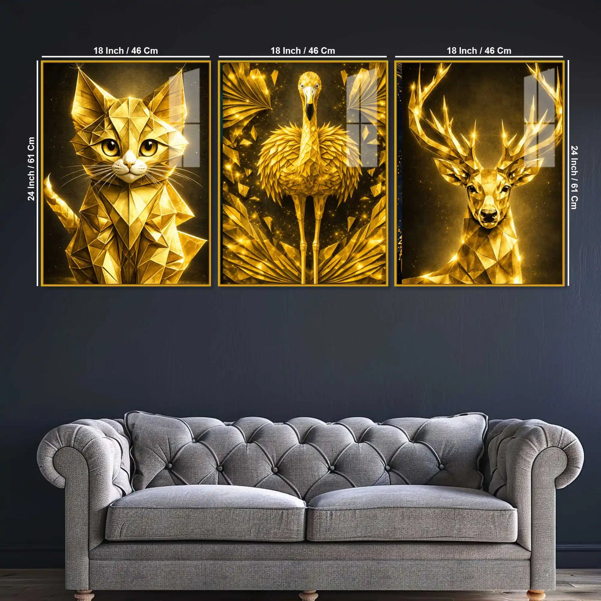 Premium Geometric Animal Acrylic Painting Set of 3