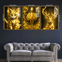 Premium Geometric Animal Acrylic Painting Set of 3
