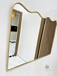 Premium Gold Finish Wall Mirror | Designer Vanity & Wash Area Mirror