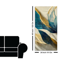 Premium Golden Flower and Waves Canvas Wall Painting