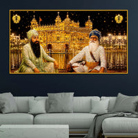 Premium Golden Temple Floating Frame Crystal Wall Painting