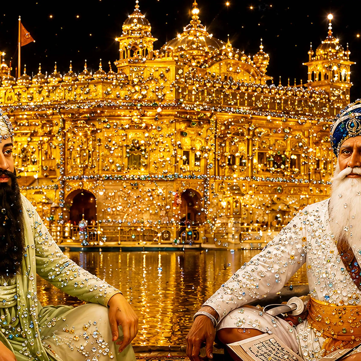 Premium Golden Temple Floating Frame Crystal Wall Painting