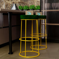 Premium Green Velvet Bar Lounge Chair with Golden Frame