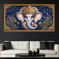 Premium Hindu God Ganesha Crystal Glass Wall Painting for Elegant Wall Décor