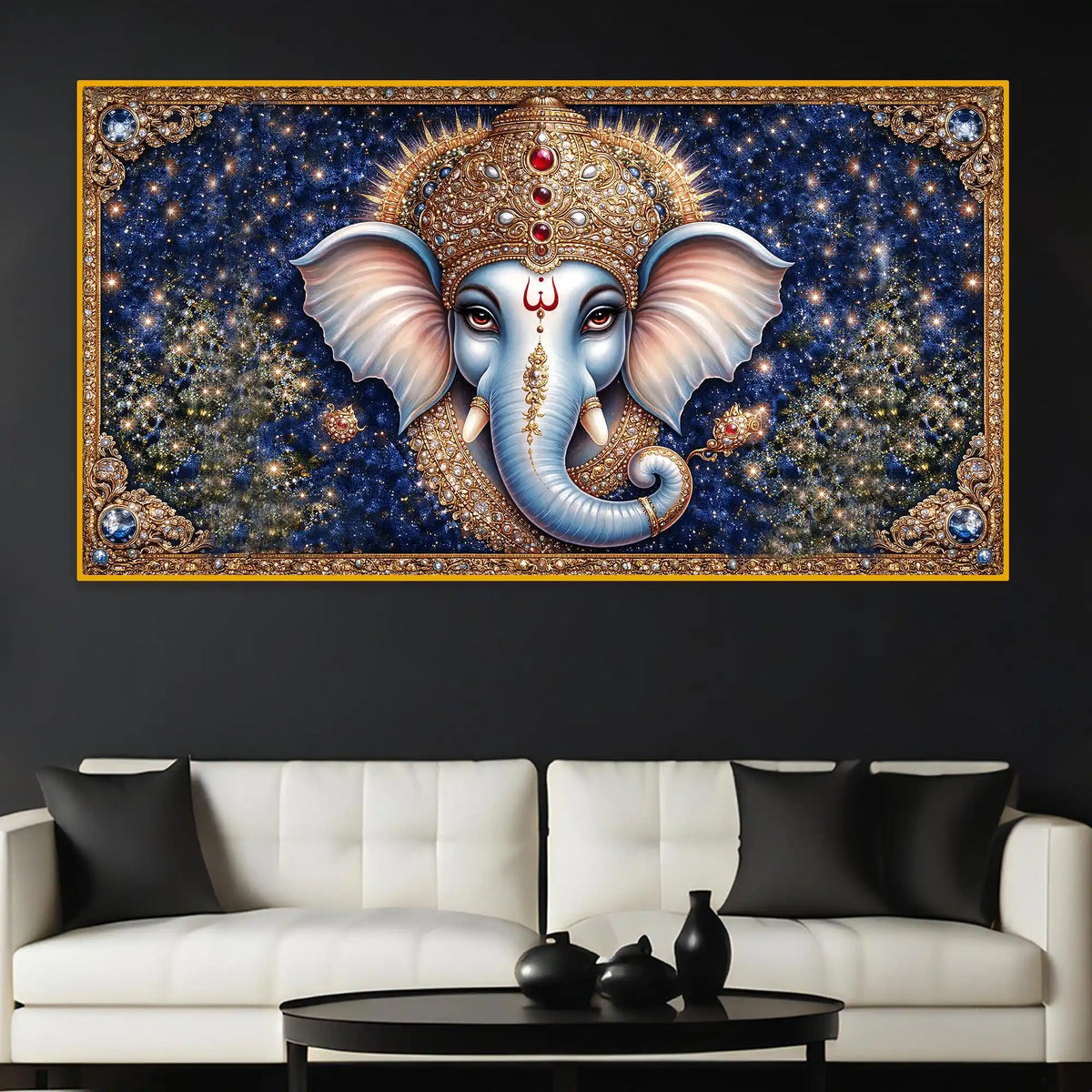Premium Hindu God Ganesha Crystal Glass Wall Painting for Elegant Wall Décor