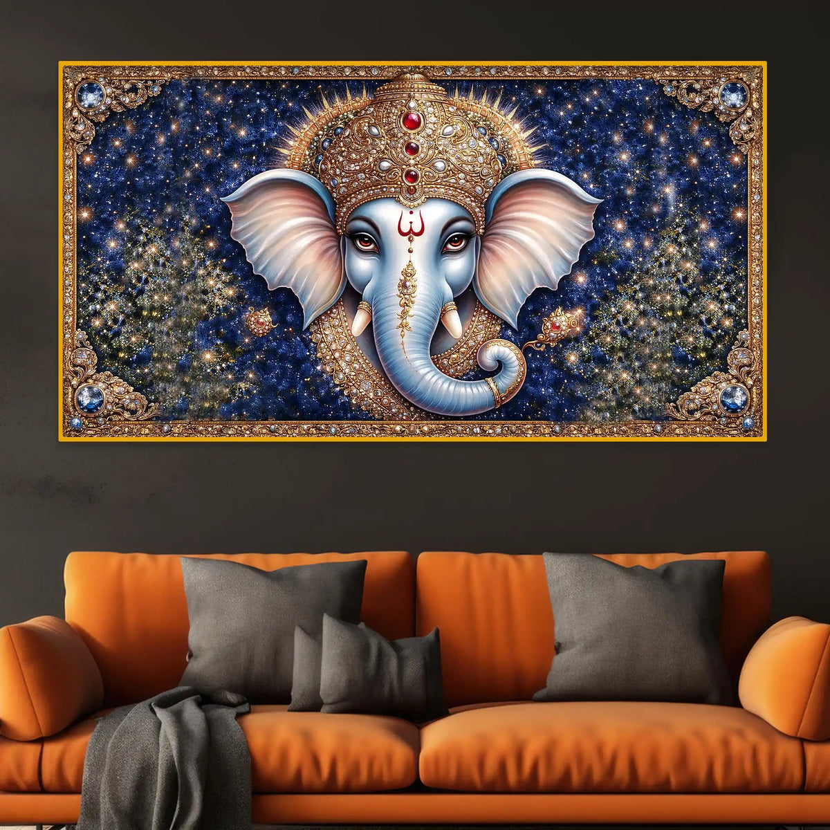 Premium Hindu God Ganesha Crystal Glass Wall Painting for Elegant Wall Décor