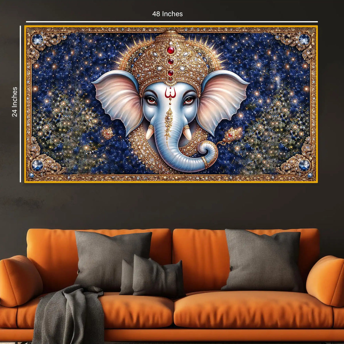 Premium Hindu God Ganesha Crystal Glass Wall Painting for Elegant Wall Décor