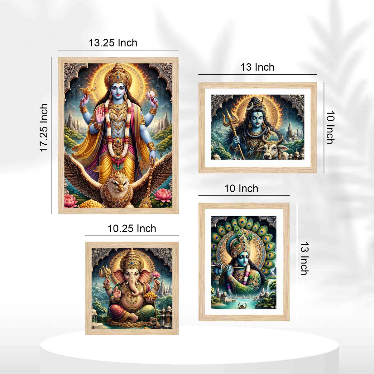 Premium Hindu Religious Wall Frame Set of Four