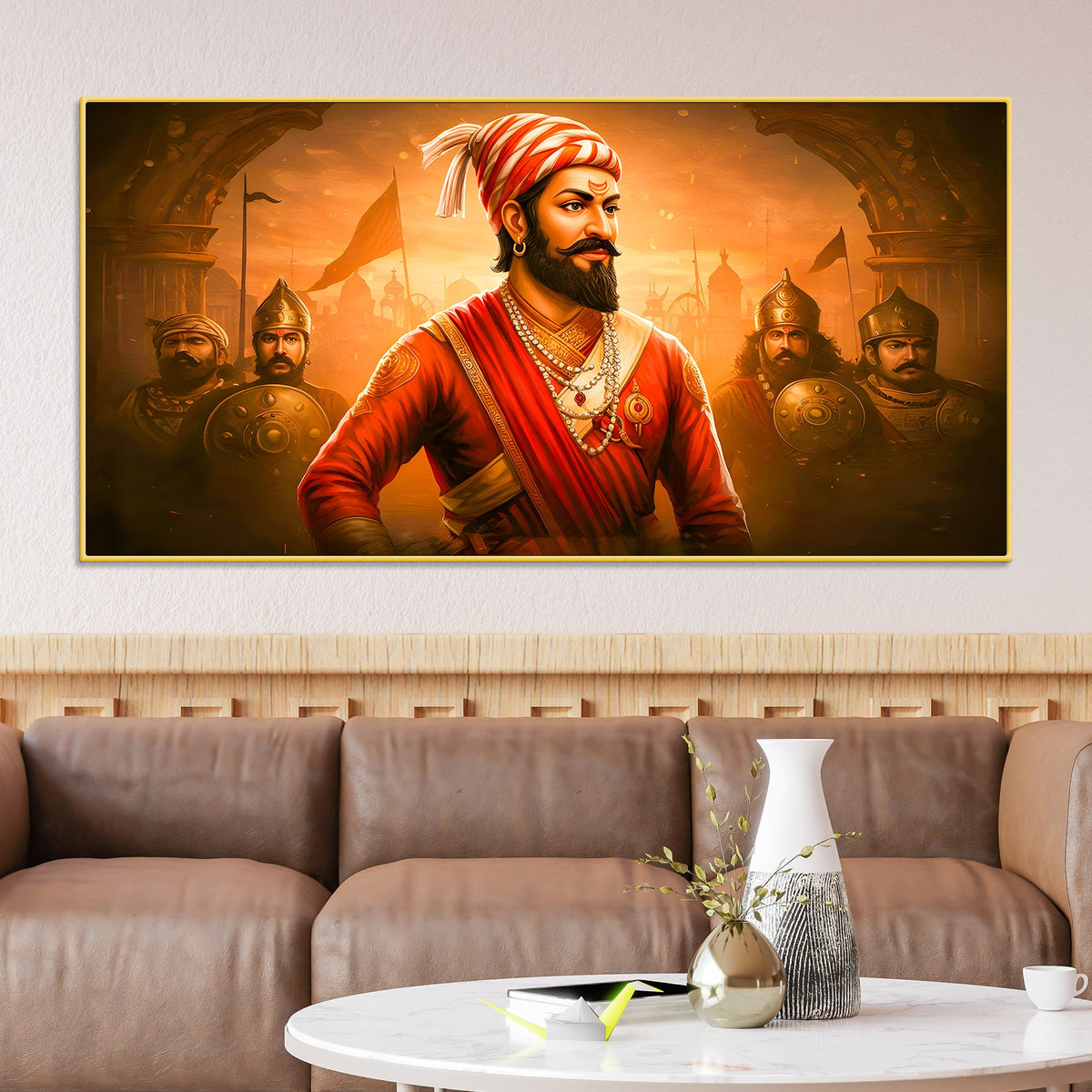 Premium Indian Shivaji Maharaj Canvas Painting
