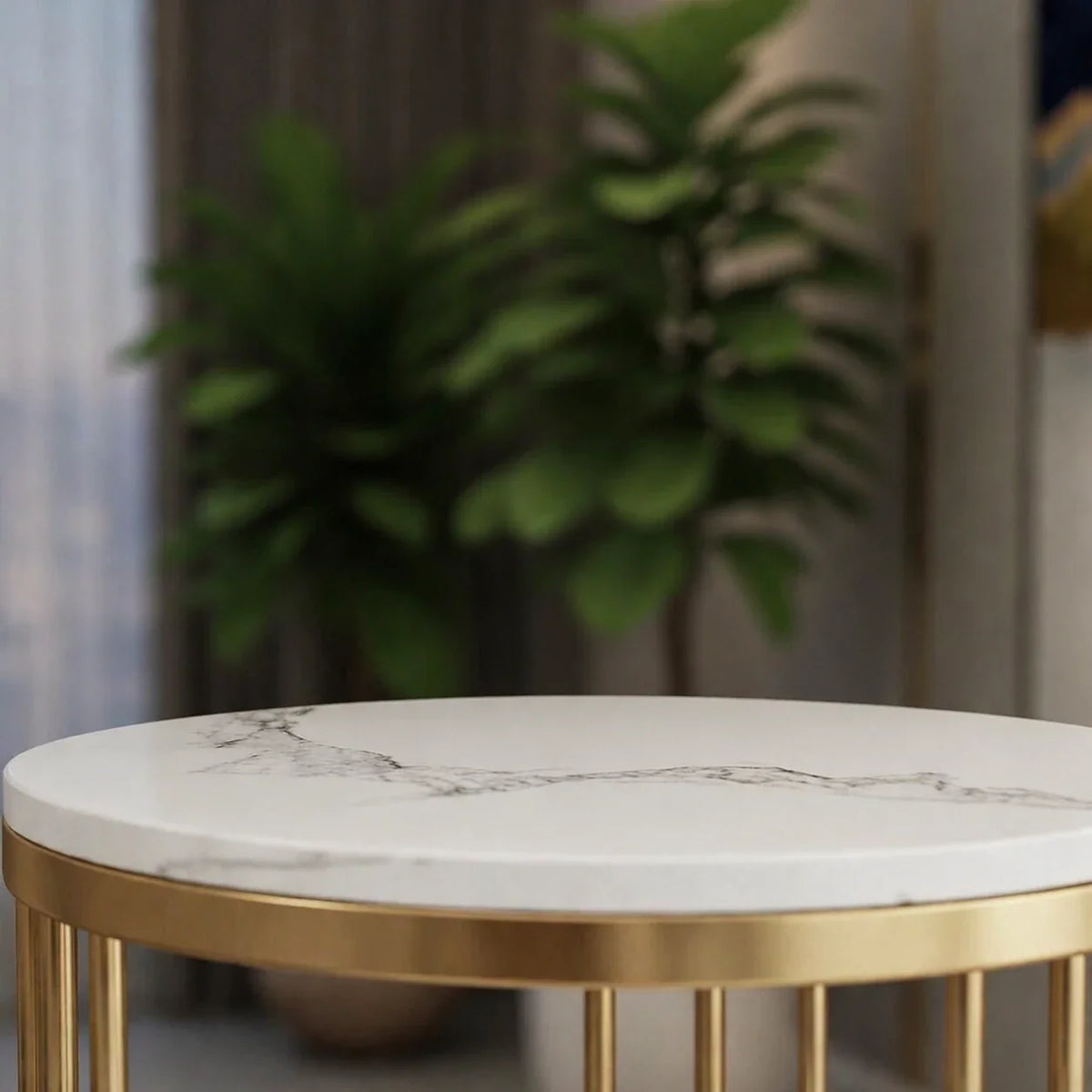 Premium Iron Stand Two Layer Marble Side Table