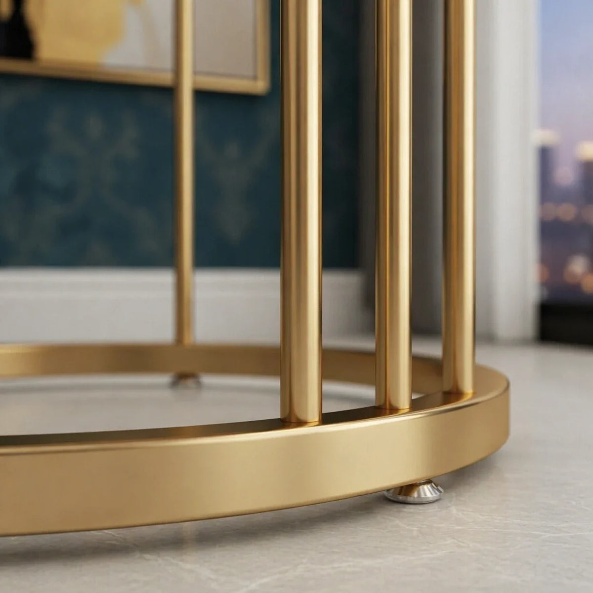 Premium Iron Stand Two Layer Marble Side Table