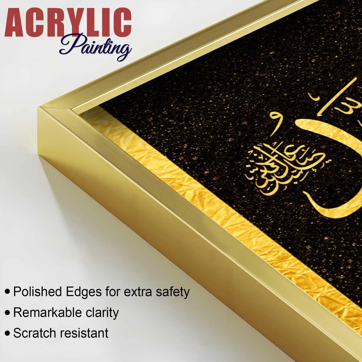 Premium Islamic Calligraphy Floating Acrylic Wall Decor Painting Set of 3