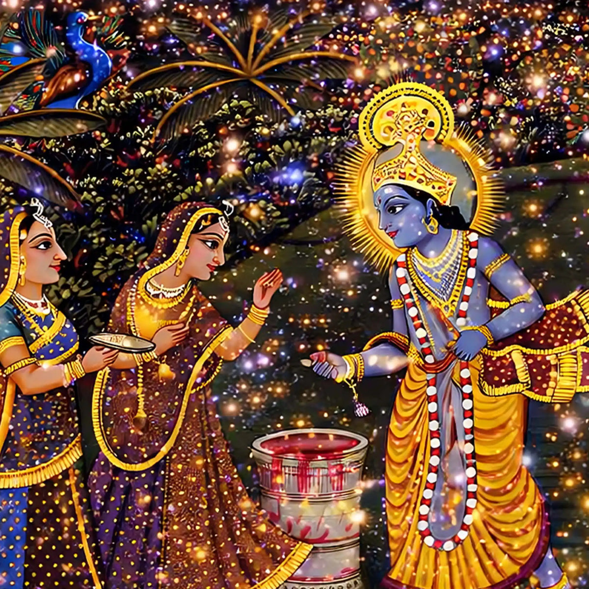Premium Krishna Raas Leela Crystal Glass Wall Painting