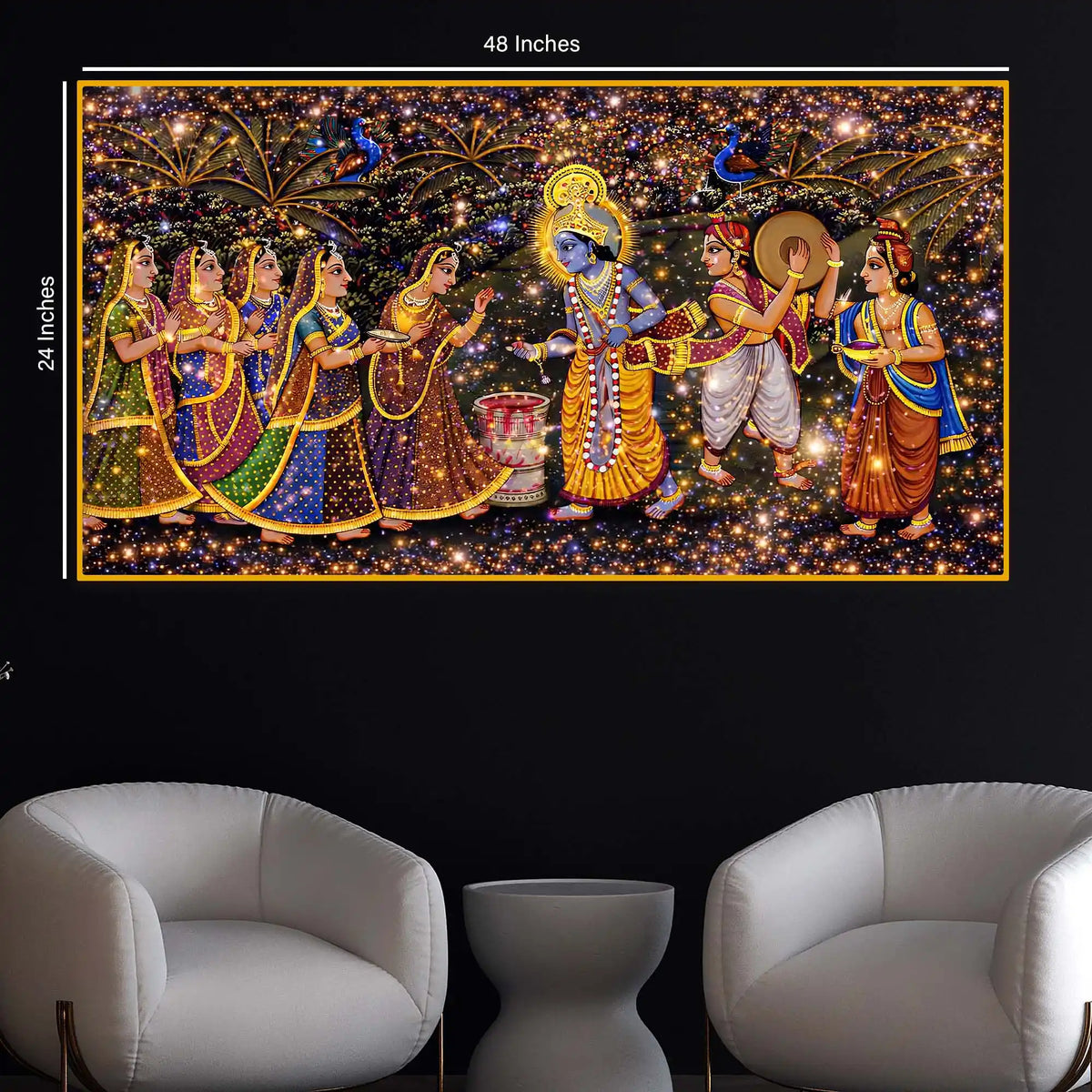 Premium Krishna Raas Leela Crystal Glass Wall Painting