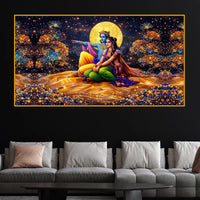 Premium Krishna Radha Moonlight Crystal Glass Wall Painting