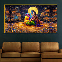 Premium Krishna Radha Moonlight Crystal Glass Wall Painting