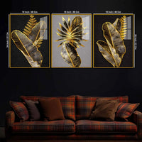 Premium Leaves Floating Acrylic Painting Set of 3 for Living Room