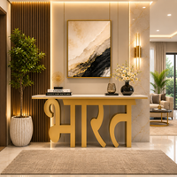 Premium LED Reception Desk with Bharat Art for Modern Spaces (SS 302)