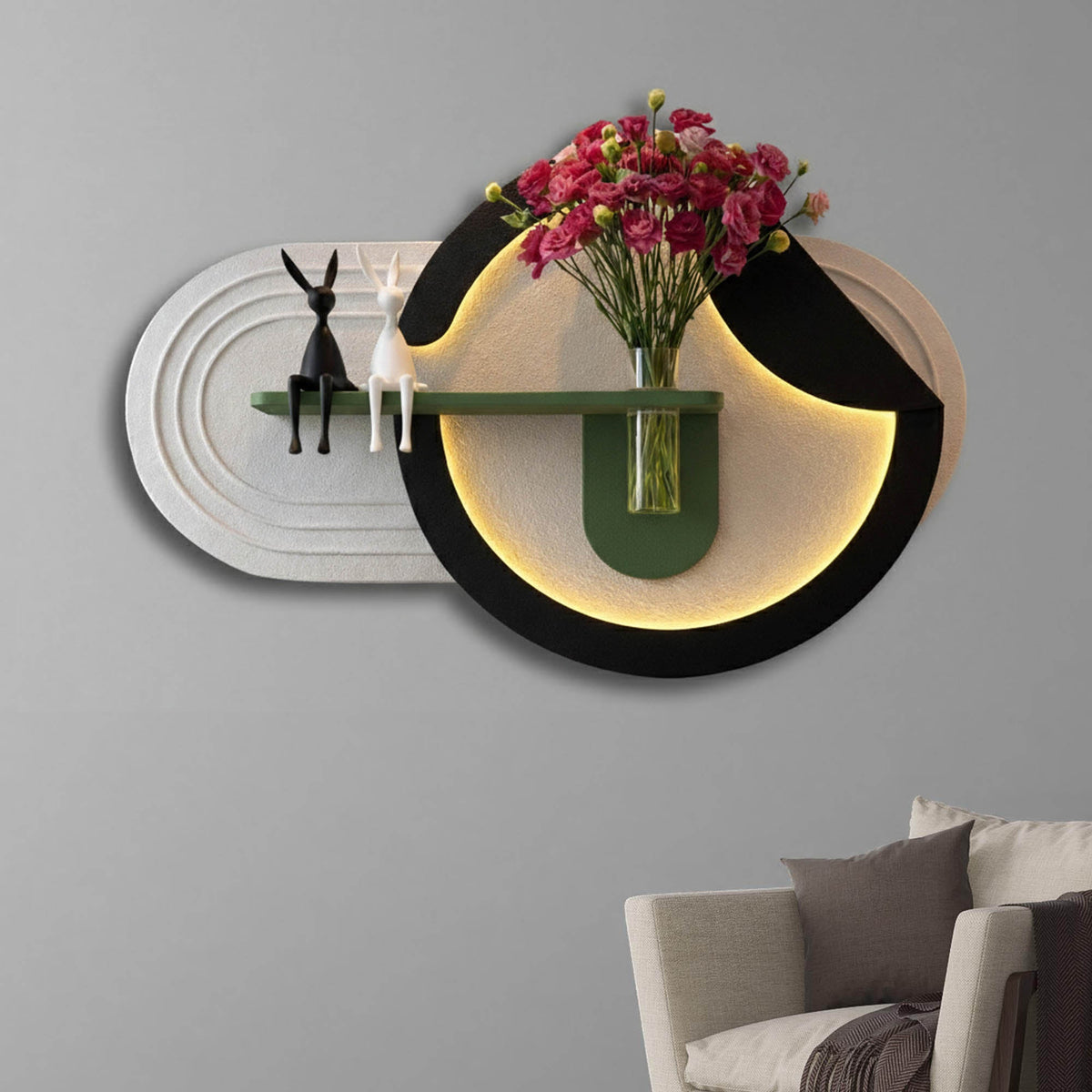 Premium LED Wall Décor with Floral Stand