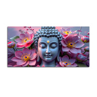 Premium Lord Buddha Wall Painting with Floral Background
