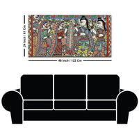 Premium Madhubani Ram Sita Marriage Canvas Wall Painting Religious Artwork