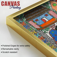 Premium Madhubani Rural Life Canvas Painting