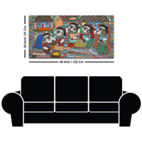 Premium Madhubani Rural Life Canvas Painting