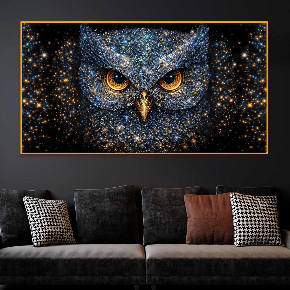 Premium Majestic Owl Crystal Glass Wall Painting for Living Room Décor