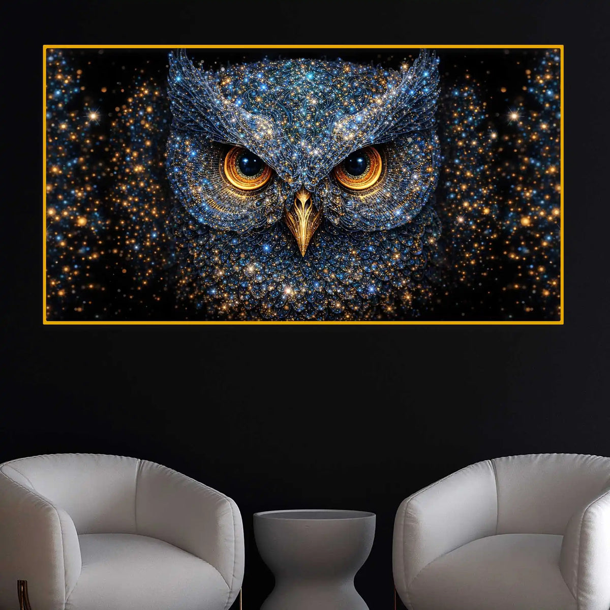 Premium Majestic Owl Crystal Glass Wall Painting for Living Room Décor