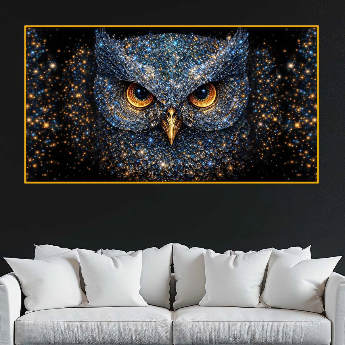 Premium Majestic Owl Crystal Glass Wall Painting for Living Room Décor